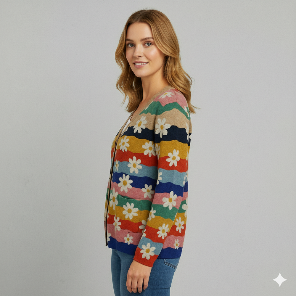 Damen Strickjacke mit abstraktem Print | Herbst/Winter | Stylisch