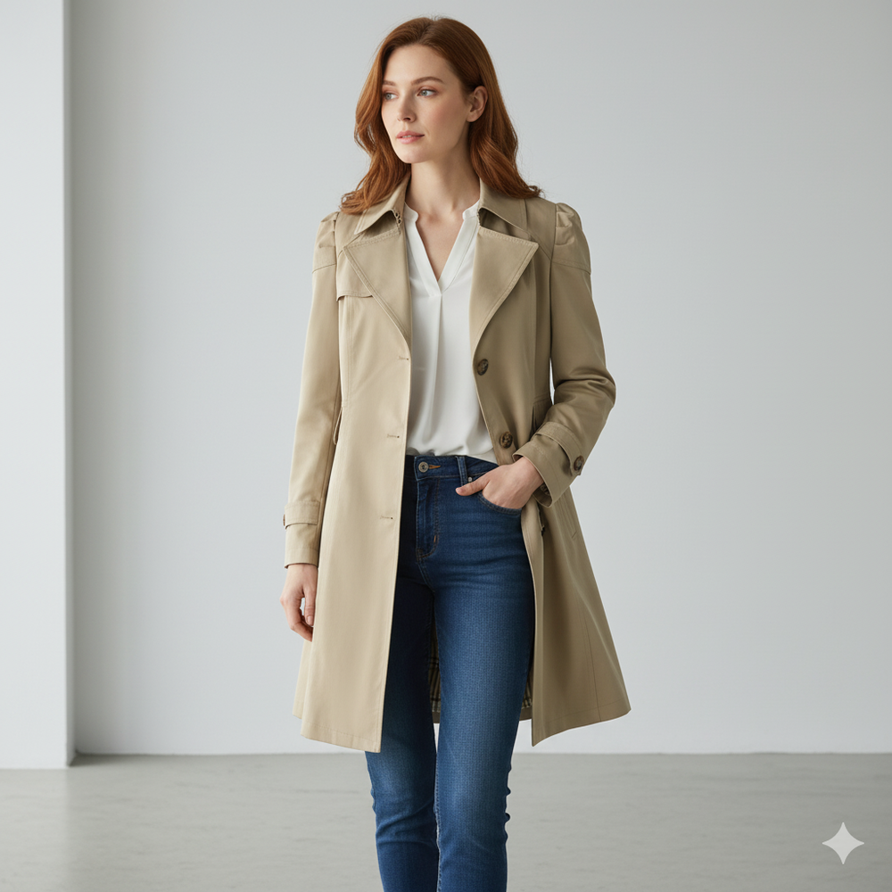 Damen Trenchcoat mit schmalem Schnitt | Mittellang & Elegant