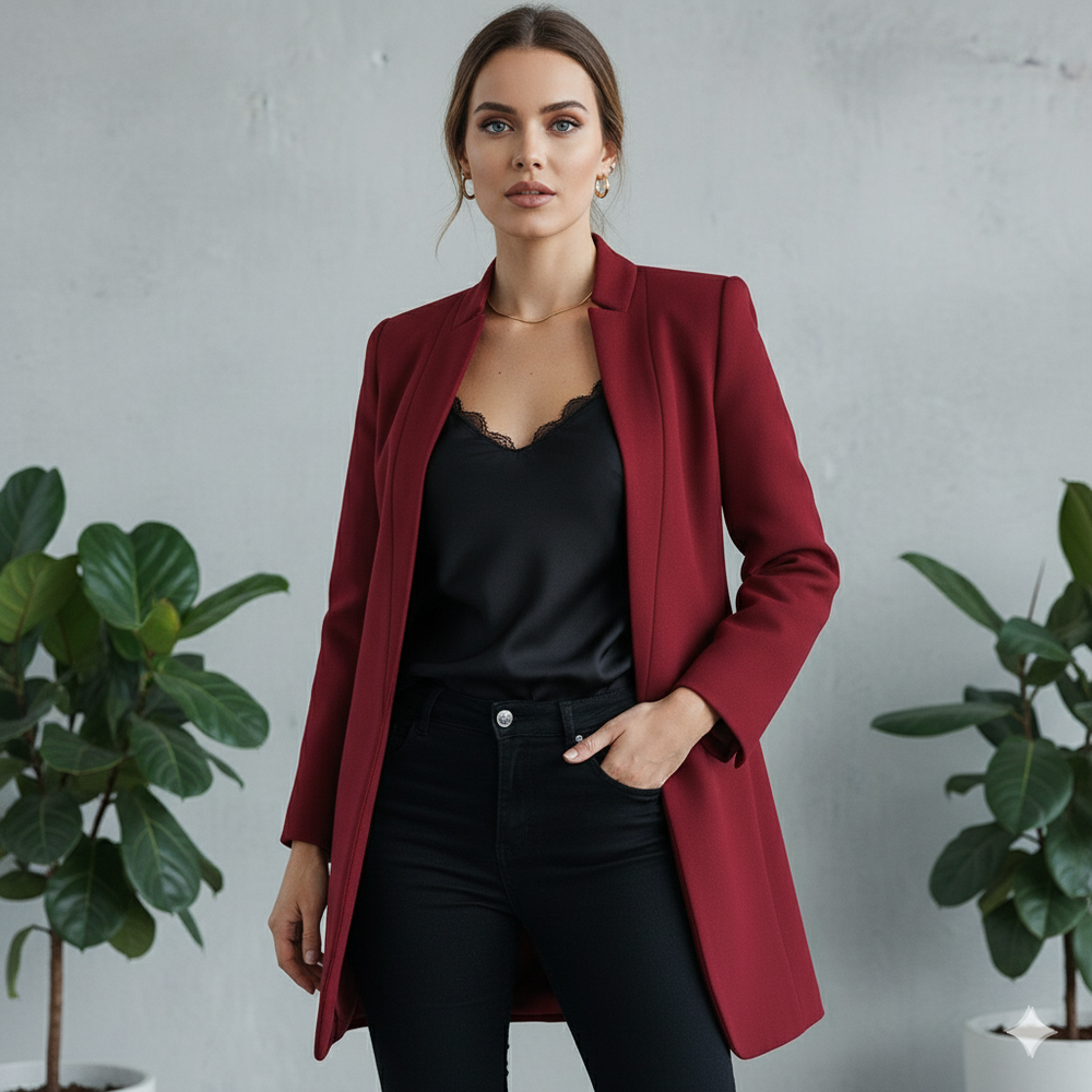 Damen Wollmantel mit Stehkragen | Schmaler Schnitt & Elegant | Herbst/Winter