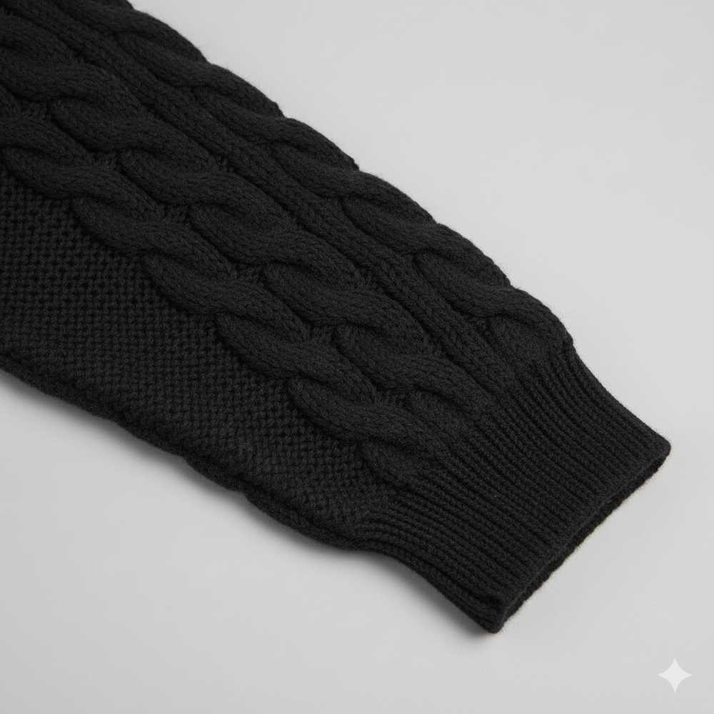 Damen Strickpullover mit Zopfmuster | Warm & Hochgeschlossen | Winter