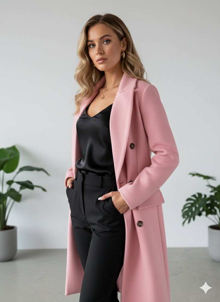 Damen Mantel mit Reverskragen | Doppelreihig & Elegant | Herbst/Winter