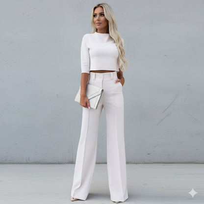 Kurzes Oberteil & High Waist Hose | Weit & Elegant