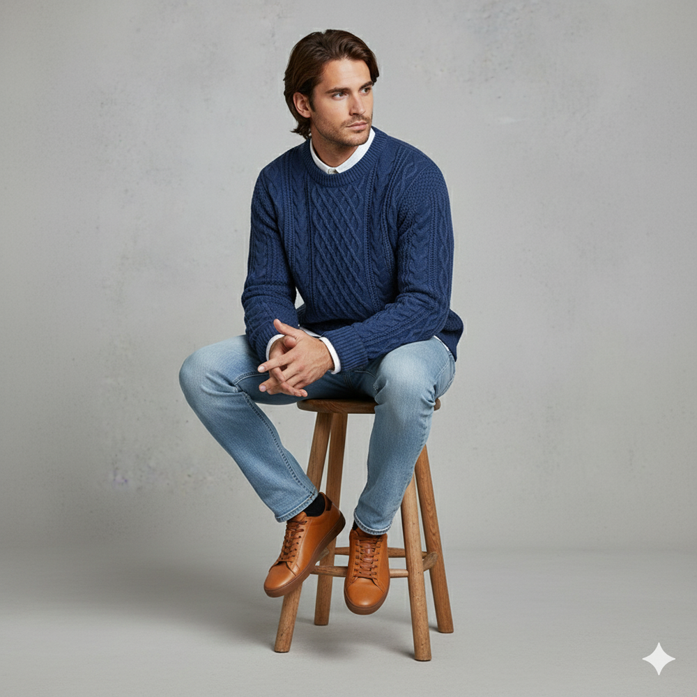 Herren Strickpullover mit Strukturmuster | Modern & Warm | Winter