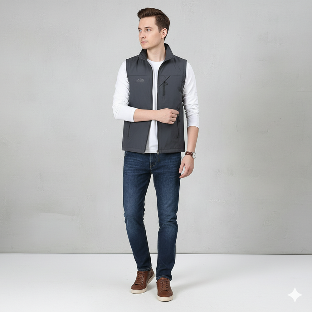 Herren Freizeitweste mit Reißverschluss | Leicht & Atmungsaktiv | Herbst