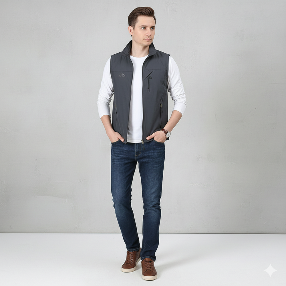 Herren Freizeitweste mit Reißverschluss | Leicht & Atmungsaktiv | Herbst