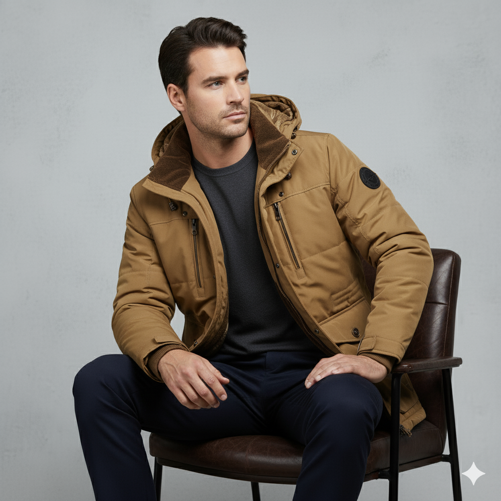 Warmer Herren Wintermantel mit Kapuze | Dick & Funktional