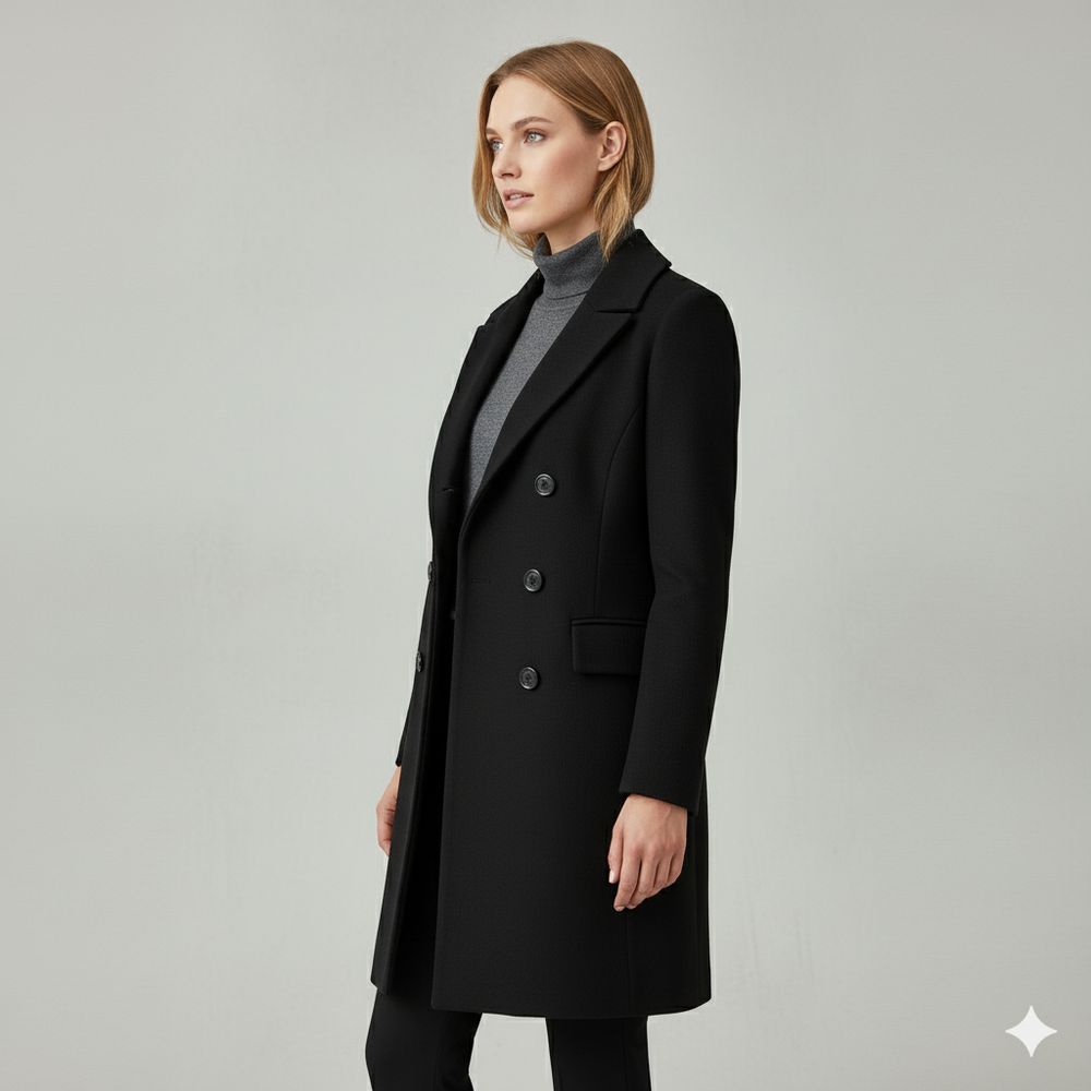 Damen Wollmantel mit Reverskragen | Doppelreihig & Klassisch | Winter