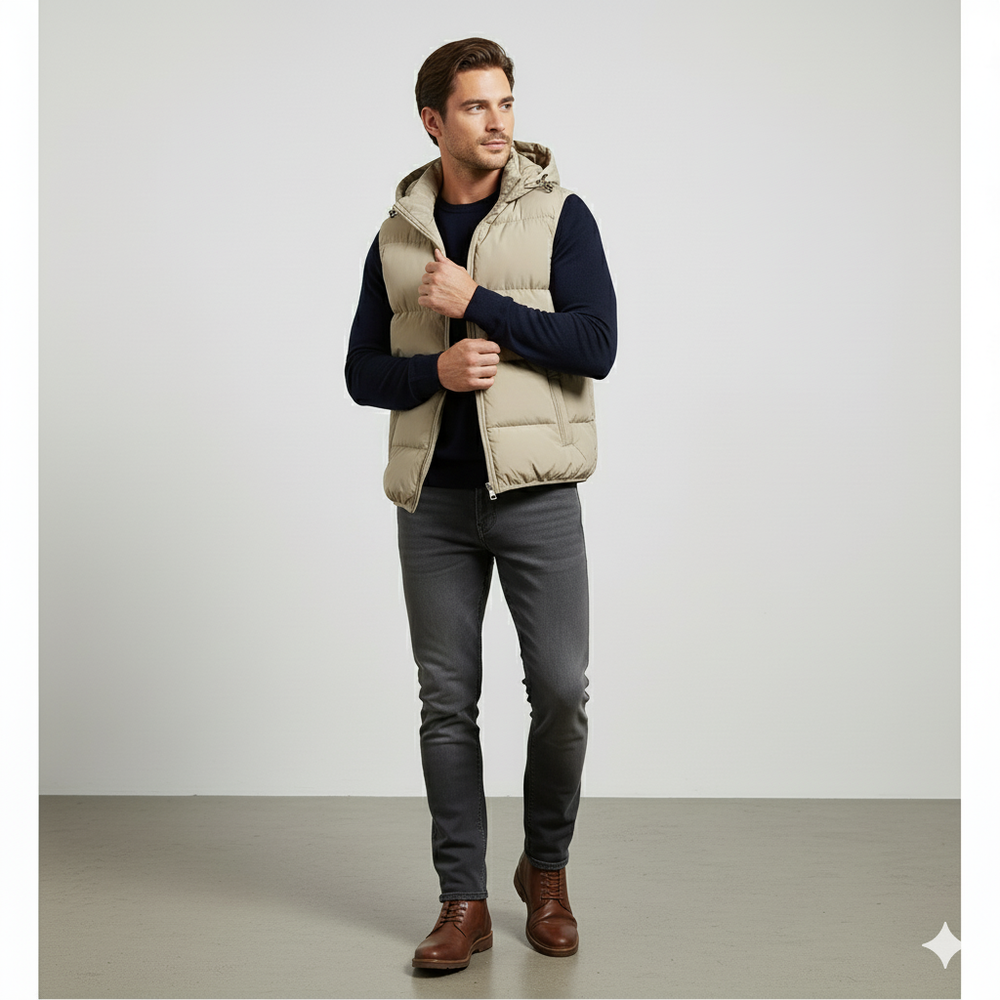 Herren Steppweste mit Kapuze | Warm & Bequem | Herbst/Winter