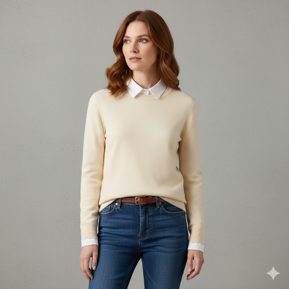 Kuscheliger Damen Strickpullover mit Rundhalsausschnitt | Winter | Elegant