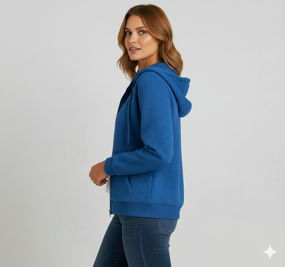 Leichter Damen Kapuzen Strickjacke mit Reißverschluss | Übergang