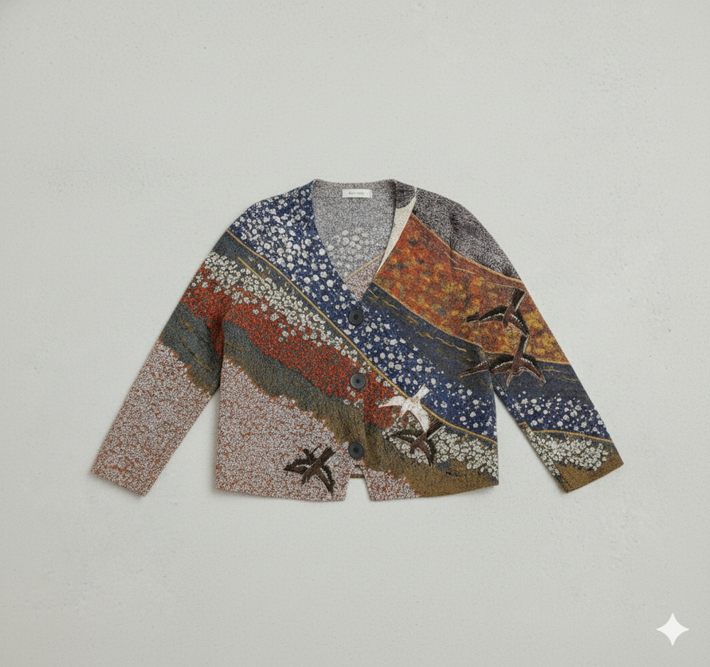 Damen Strickjacke mit abstraktem Print | Herbst/Winter | Stylisch