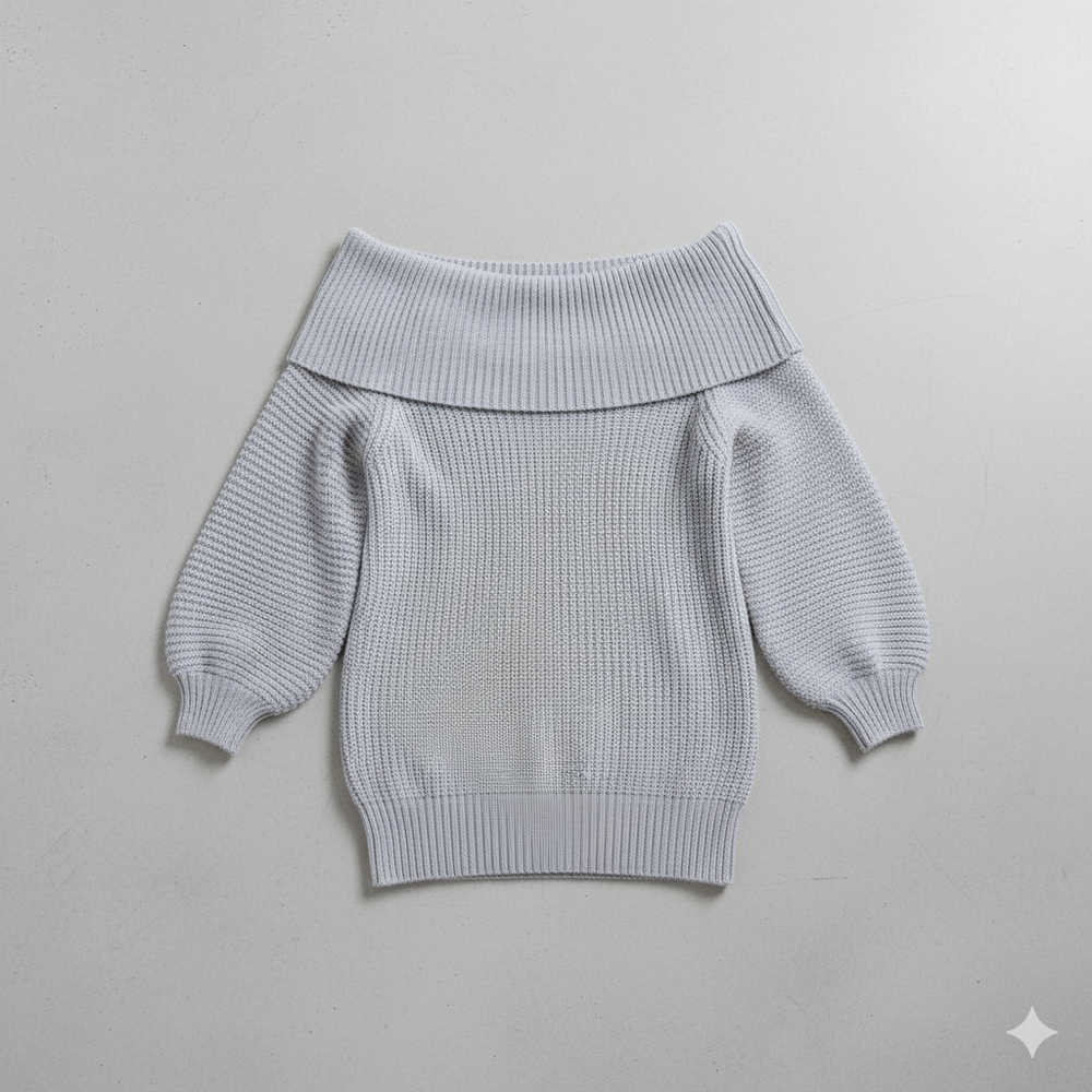 Damen Strickkleid schulterfrei | Elegant & Warm für Herbst Winter