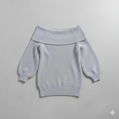 Damen Strickkleid schulterfrei | Elegant & Warm für Herbst Winter