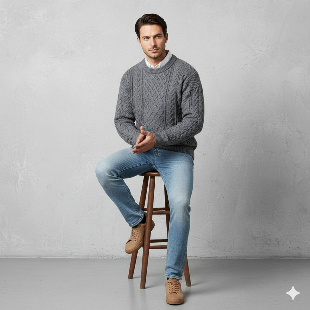Herren Strickpullover mit Strukturmuster | Modern & Warm | Winter