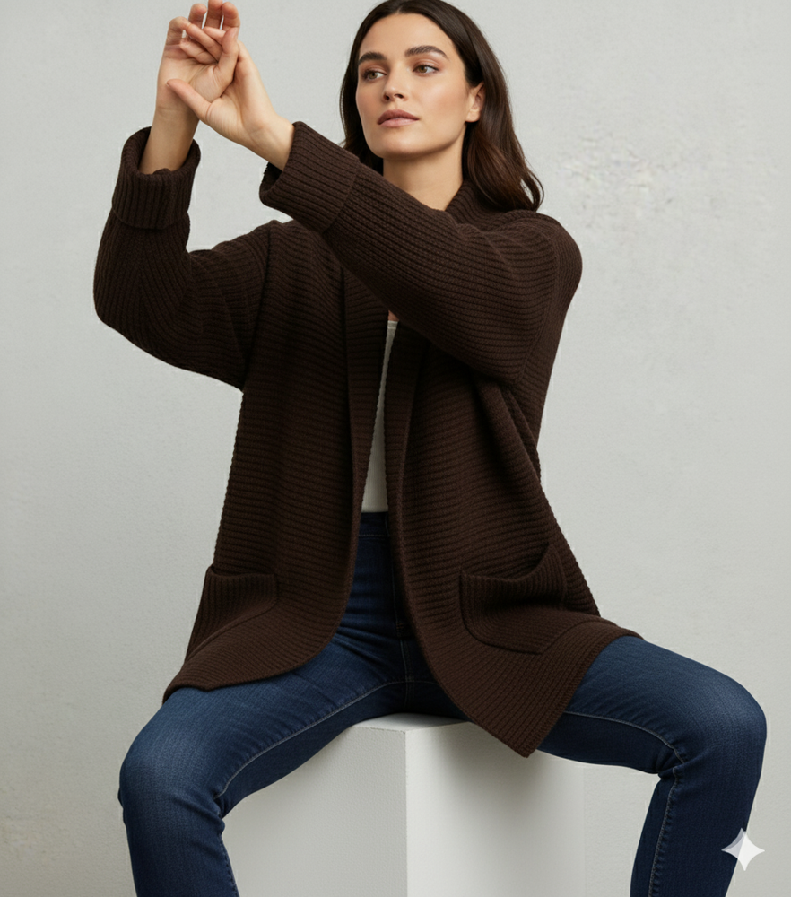 Damen Strickjacke mit Reverskragen | Warm & Lässig Winter