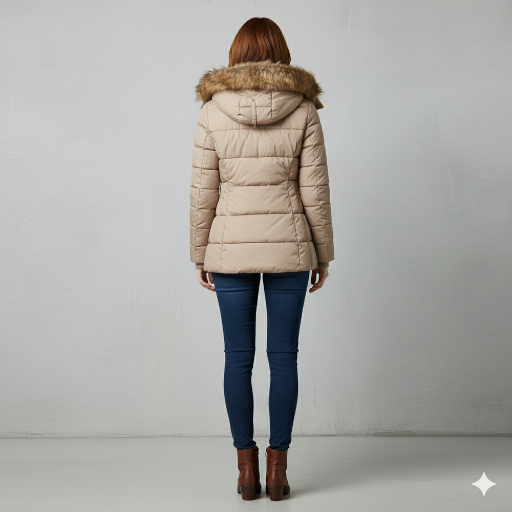 Damen Winterjacke mit Fellkapuze | Warm & Figurbetont