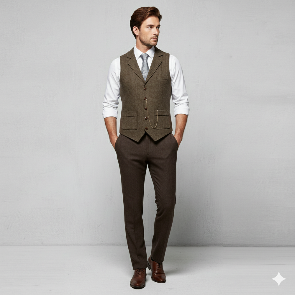 Herren Weste mit Fischgrätenmuster | Elegant & Modern | Herbst/Winter