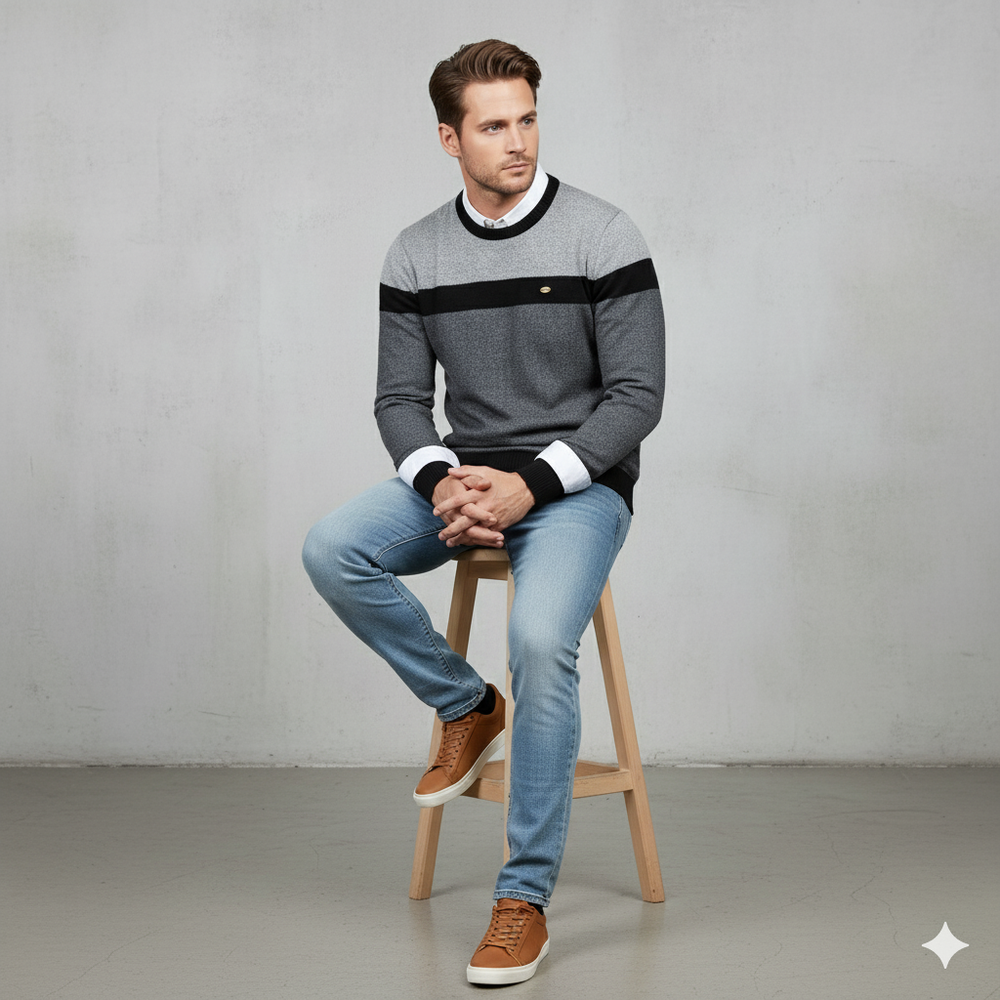 Gemusterter Strickpullover für Herren