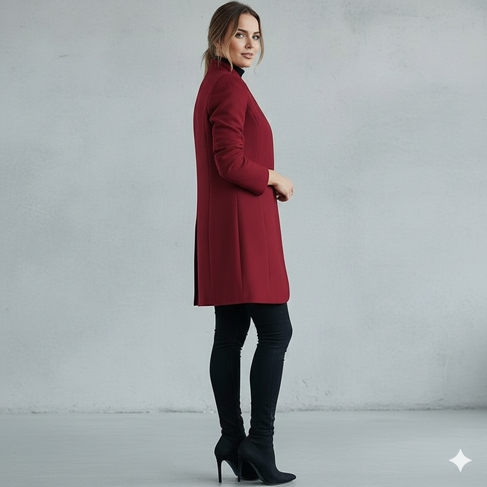 Damen Wollmantel mit Stehkragen | Schmaler Schnitt & Elegant | Herbst/Winter