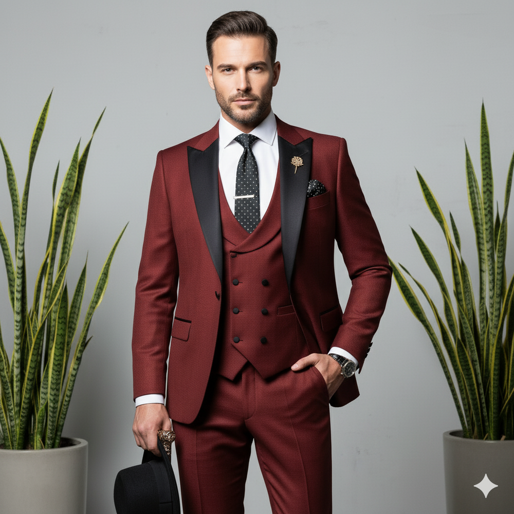 Herren 3-teiliger Anzug Slim Fit | Business Hochzeit Smoking