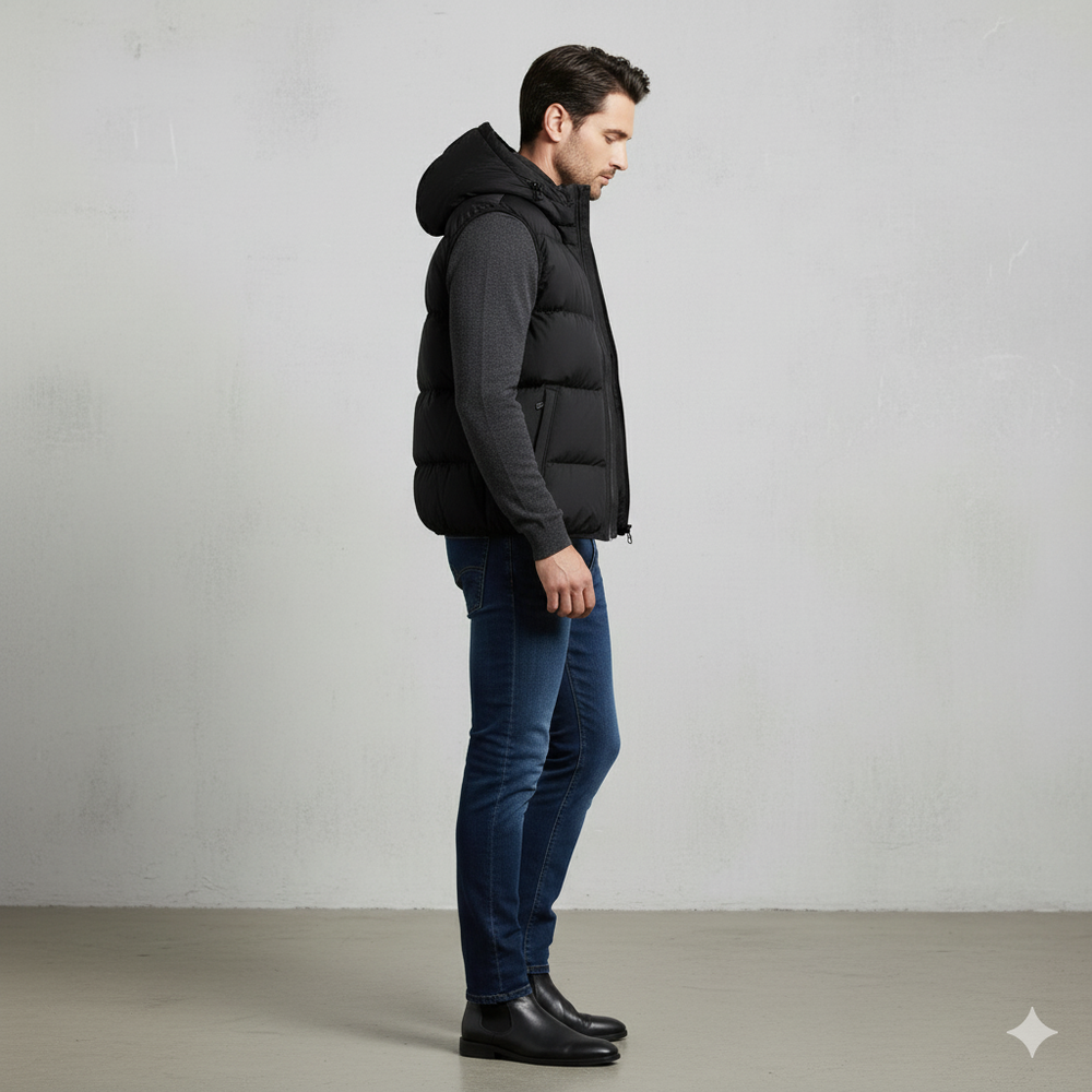 Herren Steppweste mit Kapuze | Warm & Bequem | Herbst/Winter