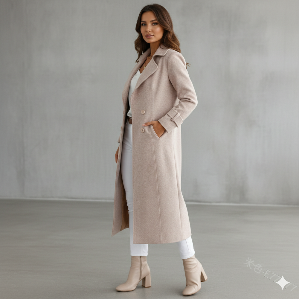 Damen Wollmantel mit Reverskragen | Elegant & Mittellang | Herbst/Winter