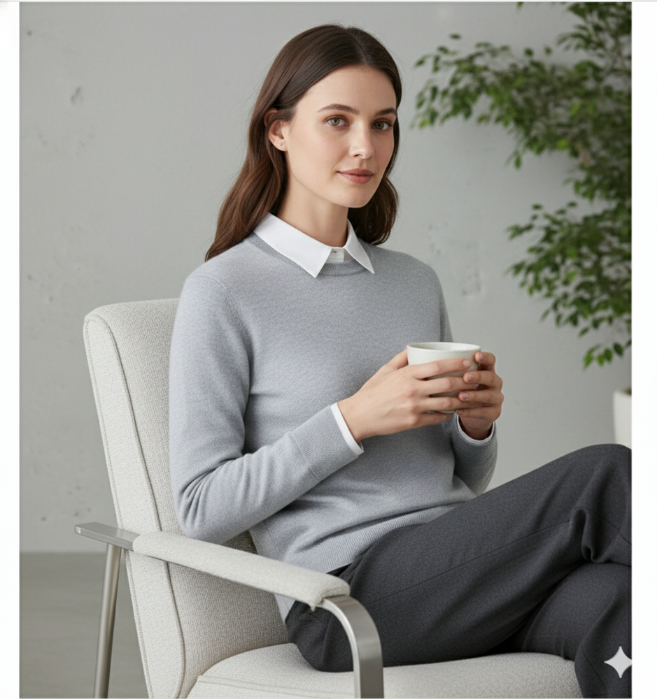 Kuscheliger Damen Strickpullover mit Rundhalsausschnitt | Winter | Elegant