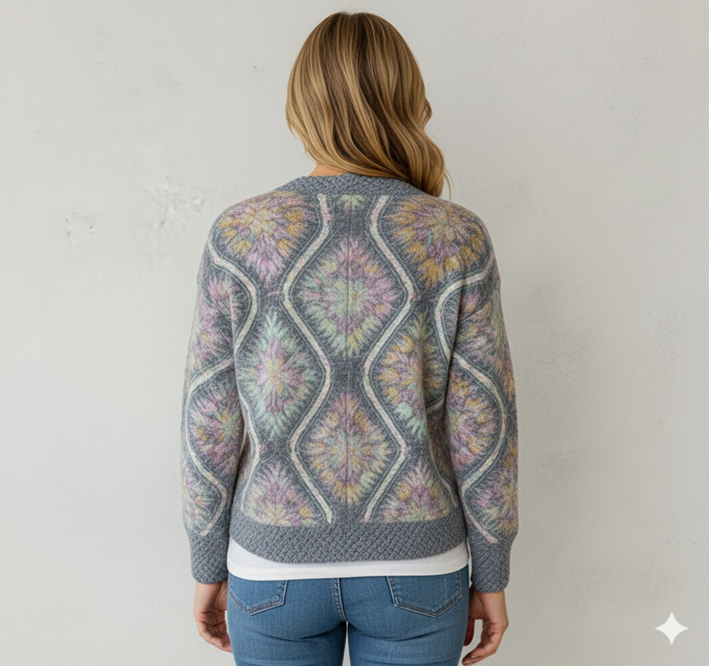 Damen Strickjacke mit abstraktem Print | Herbst/Winter | Stylisch