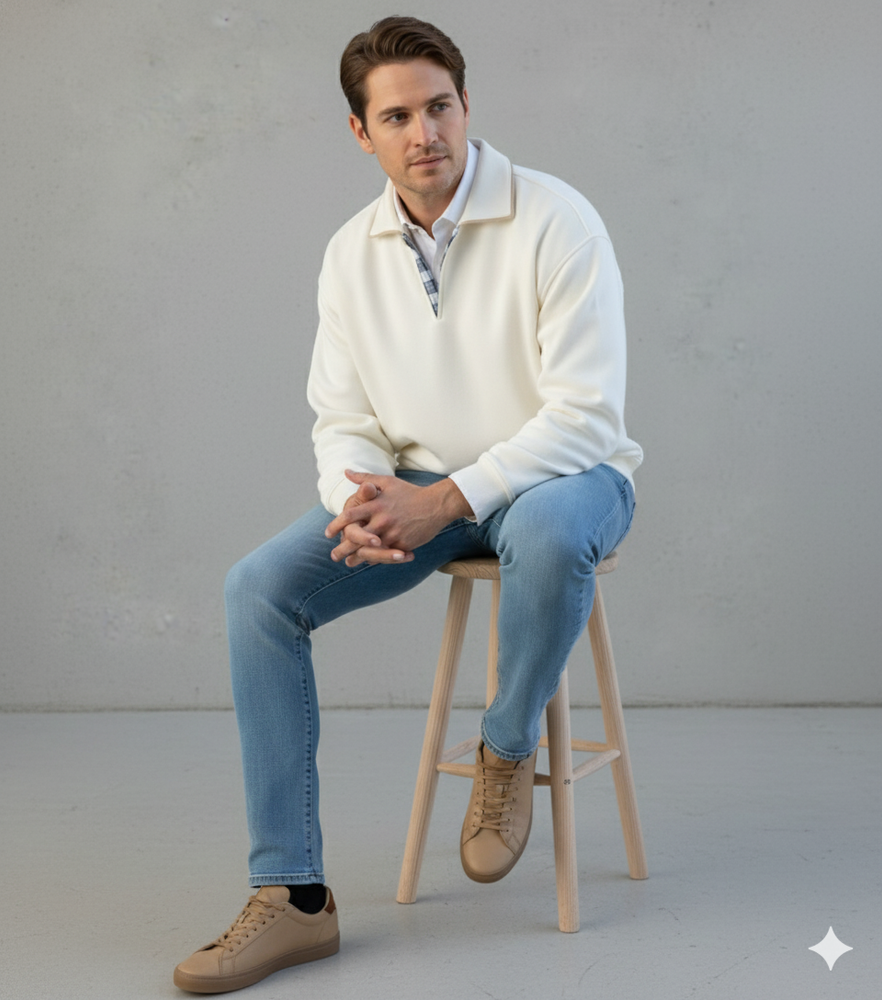 Lässiger Herrenpullover mit Reverskragen | Bequem | Freizeit