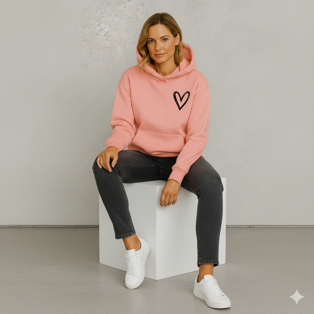Damen Hoodie mit Herz Print | Lässig & Bequem
