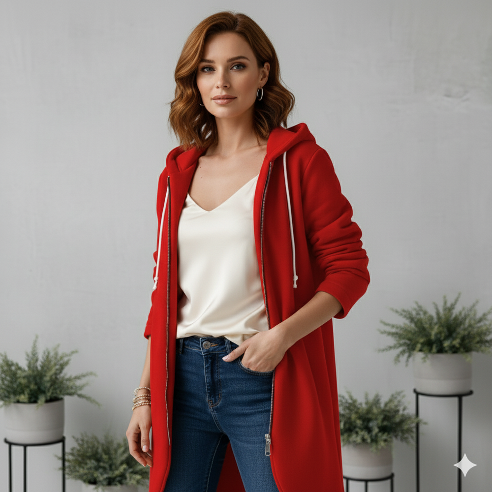 Damen Sweatjacke mit Kapuze & Reißverschluss | Herbst/Winter