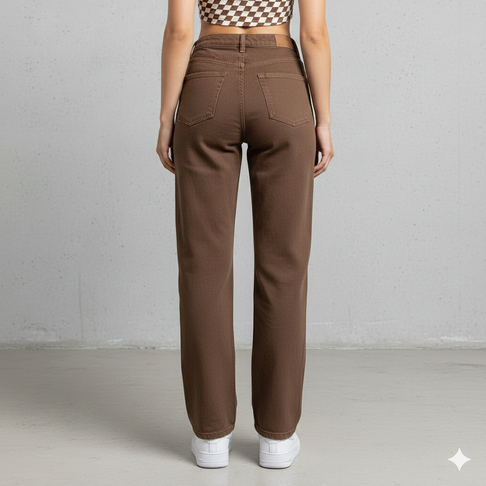 Damenjeans Braun | Retro Straight Fit & Bequem