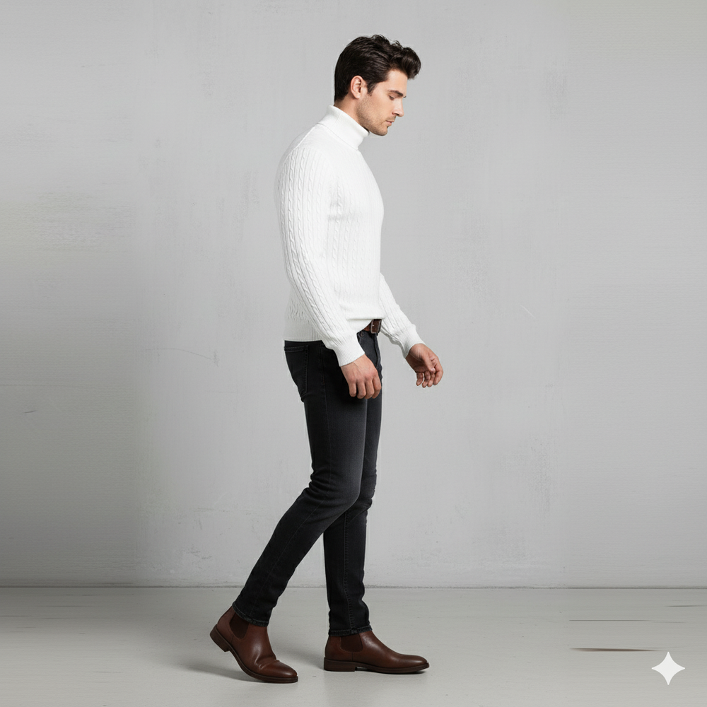 Herren Strickpullover mit Rollkragen | Slim Fit | Winter