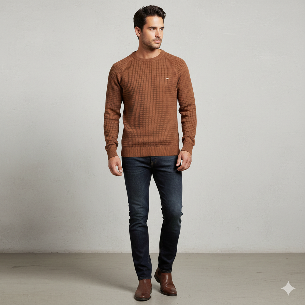 Herren Baumwollpullover mit Karomuster | Modern & Bequem