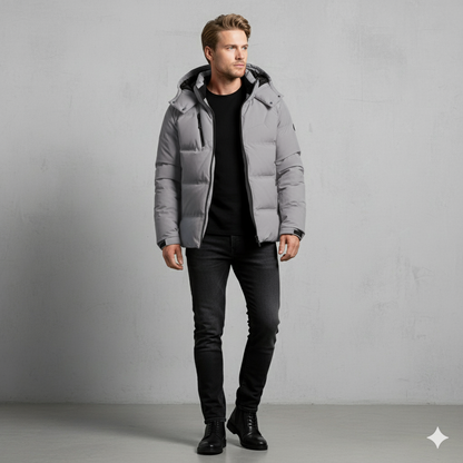Warme Herren Daunenjacke mit Kapuze | Winter | Slim Fit