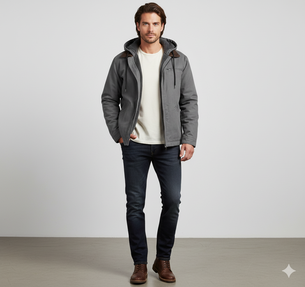 Warme Herren Kapuzenjacke mit Fleecefutter | Herbst Winter