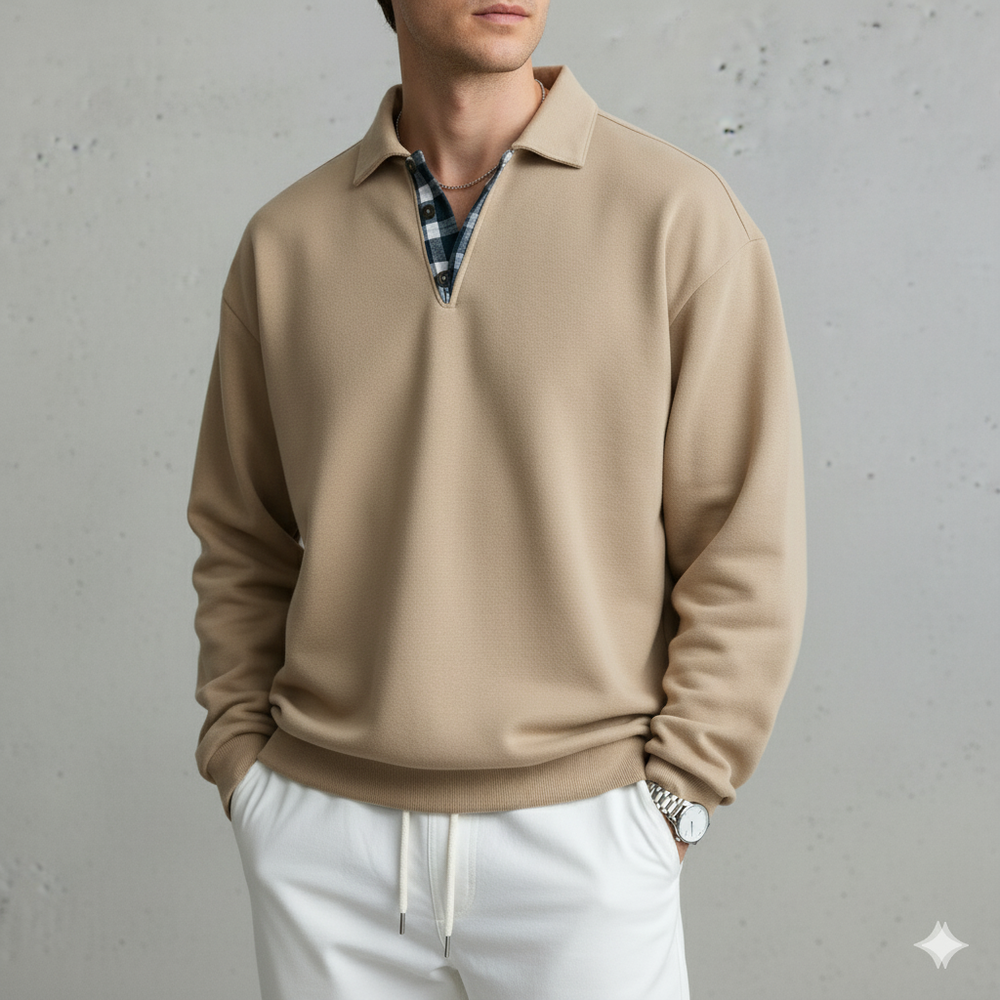 Lässiger Herrenpullover mit Reverskragen | Bequem | Freizeit