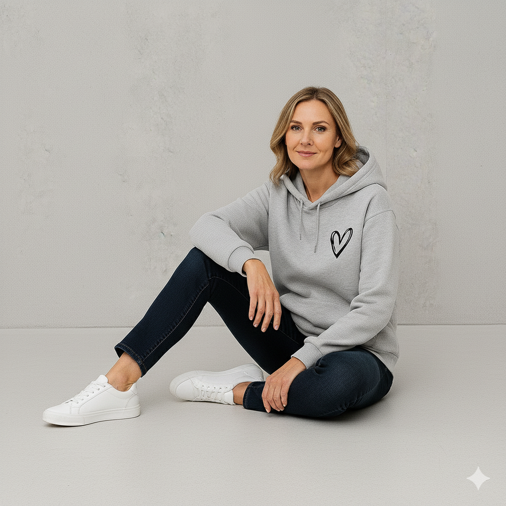 Damen Hoodie mit Herz Print | Lässig & Bequem