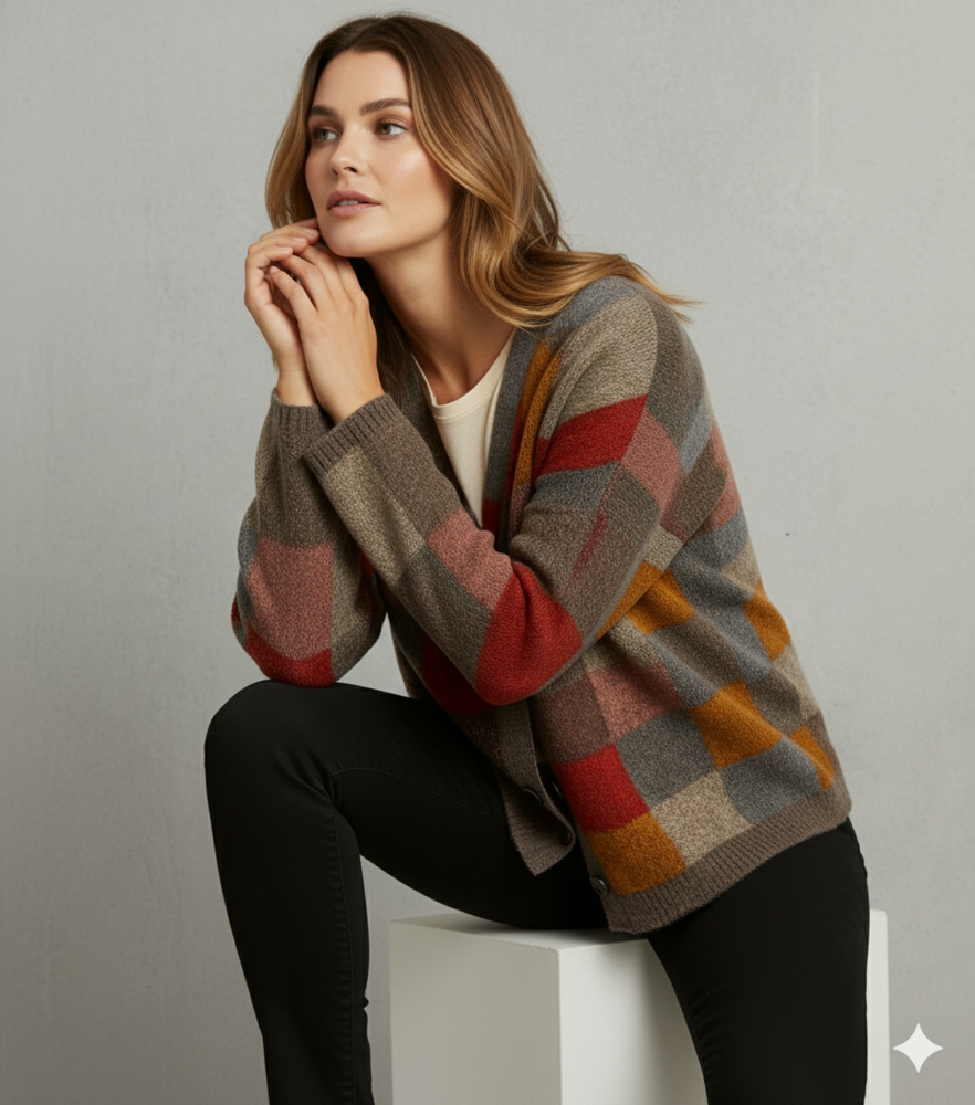 Damen Strickjacke mit abstraktem Print | Herbst/Winter | Stylisch