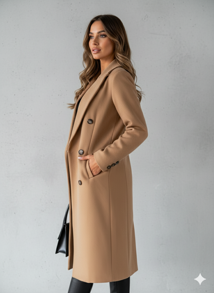 Damen Mantel mit Reverskragen | Doppelreihig & Elegant | Herbst/Winter