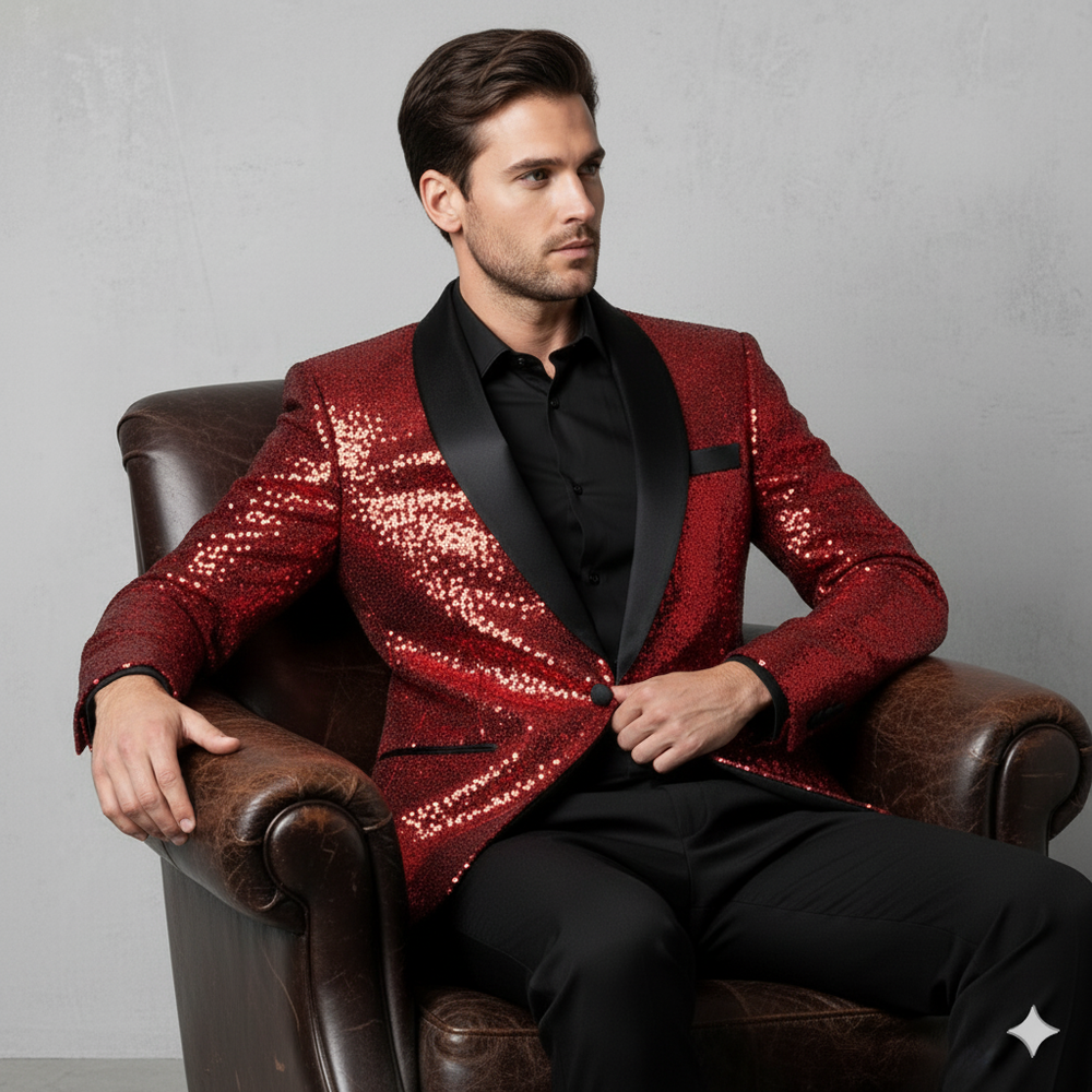 Herren Sakko mit Pailletten | Festlich & Elegant | Slim Fit