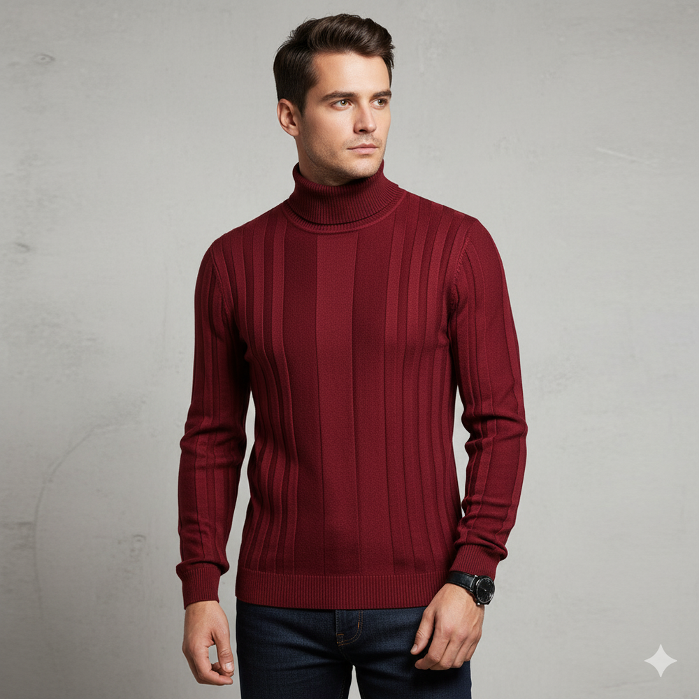 Herren Rollkragenpullover mit Strukturmuster