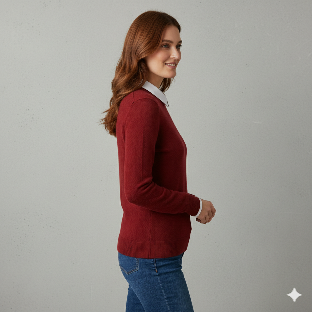 Kuscheliger Damen Strickpullover mit Rundhalsausschnitt | Winter | Elegant