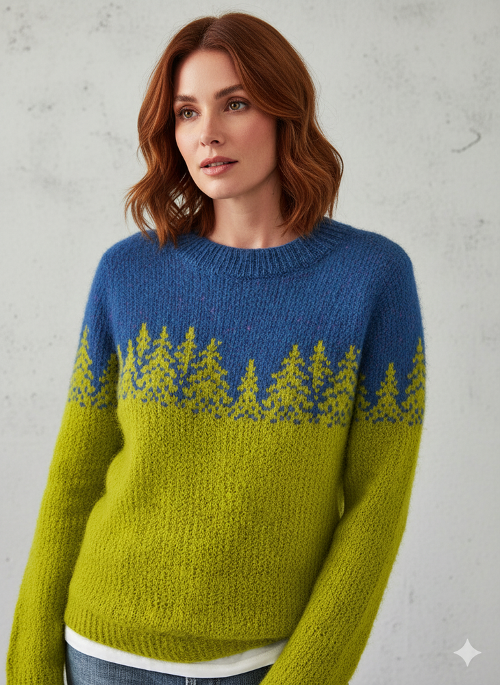 Damen Strickpullover mit Rundhals | Winter | Norweger-Muster