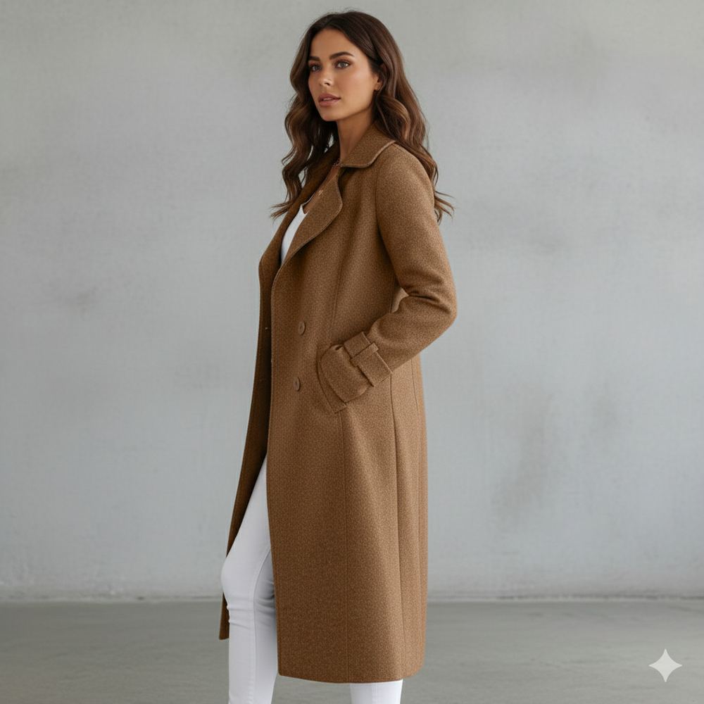 Damen Wollmantel mit Reverskragen | Elegant & Mittellang | Herbst/Winter