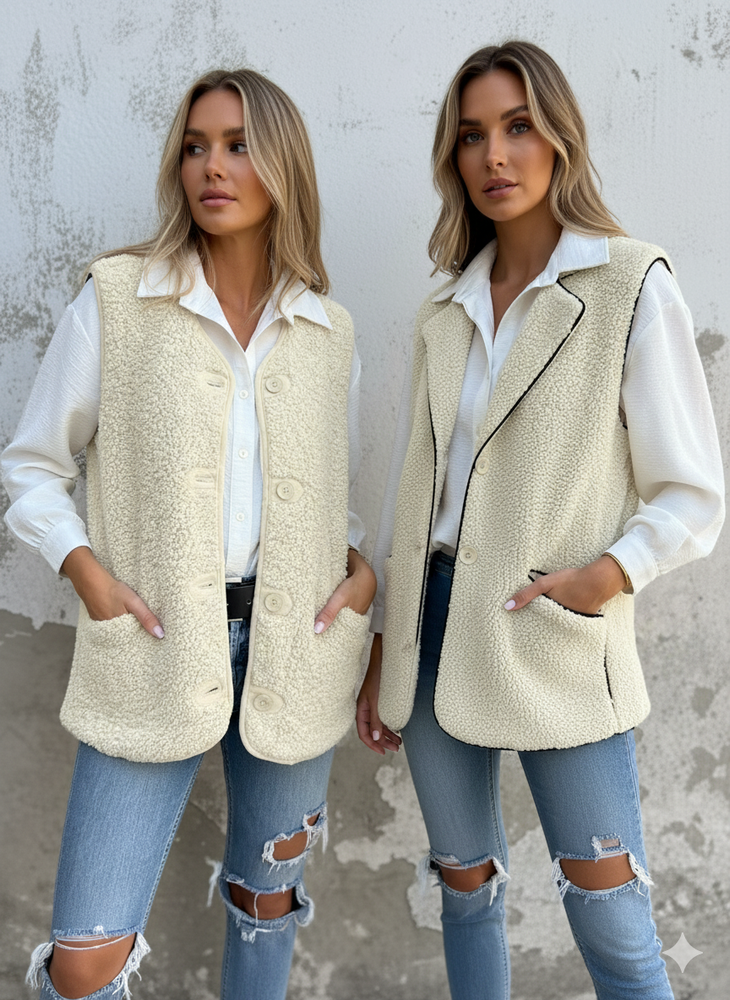 Kuschelige Damenweste mit Knöpfen | Warm für Herbst/Winter