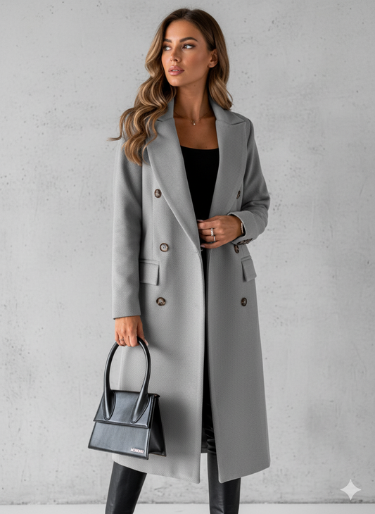 Damen Mantel mit Reverskragen | Doppelreihig & Elegant | Herbst/Winter