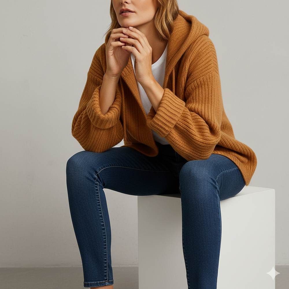 Kuscheliger Damen Strickjacke mit Kapuze | Warm für Herbst/Winter