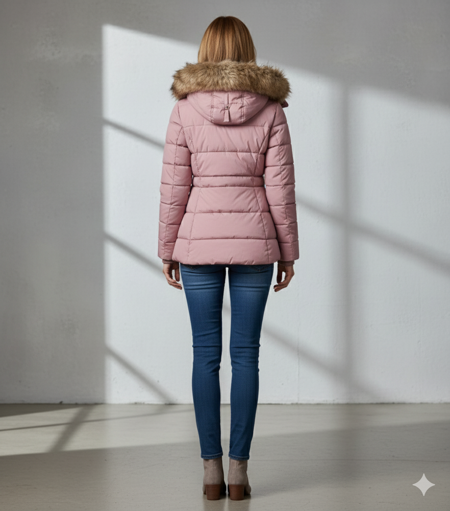 Damen Winterjacke mit Fellkapuze | Warm & Figurbetont