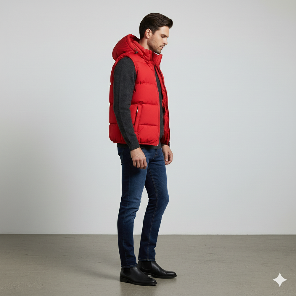 Herren Steppweste mit Kapuze | Warm & Bequem | Herbst/Winter